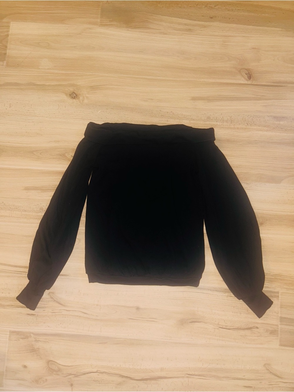 Black Medium Off Shoulder Long Sleeve Top Shirt Balloon Sleeve